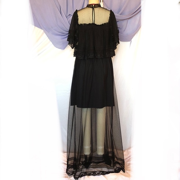 NWT Happy Nature illusion semi sheer lace black maxi dress size medium - Picture 12 of 12